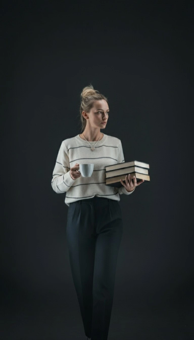 Izabela Pek trzymająca stos książek - autorka i jej inspiracje literackie